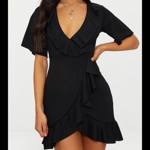 Black Frill Wrap Dress from PLT